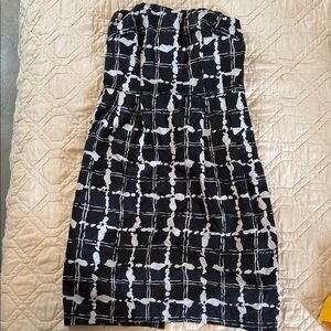 Express Black and White Strapless Dress